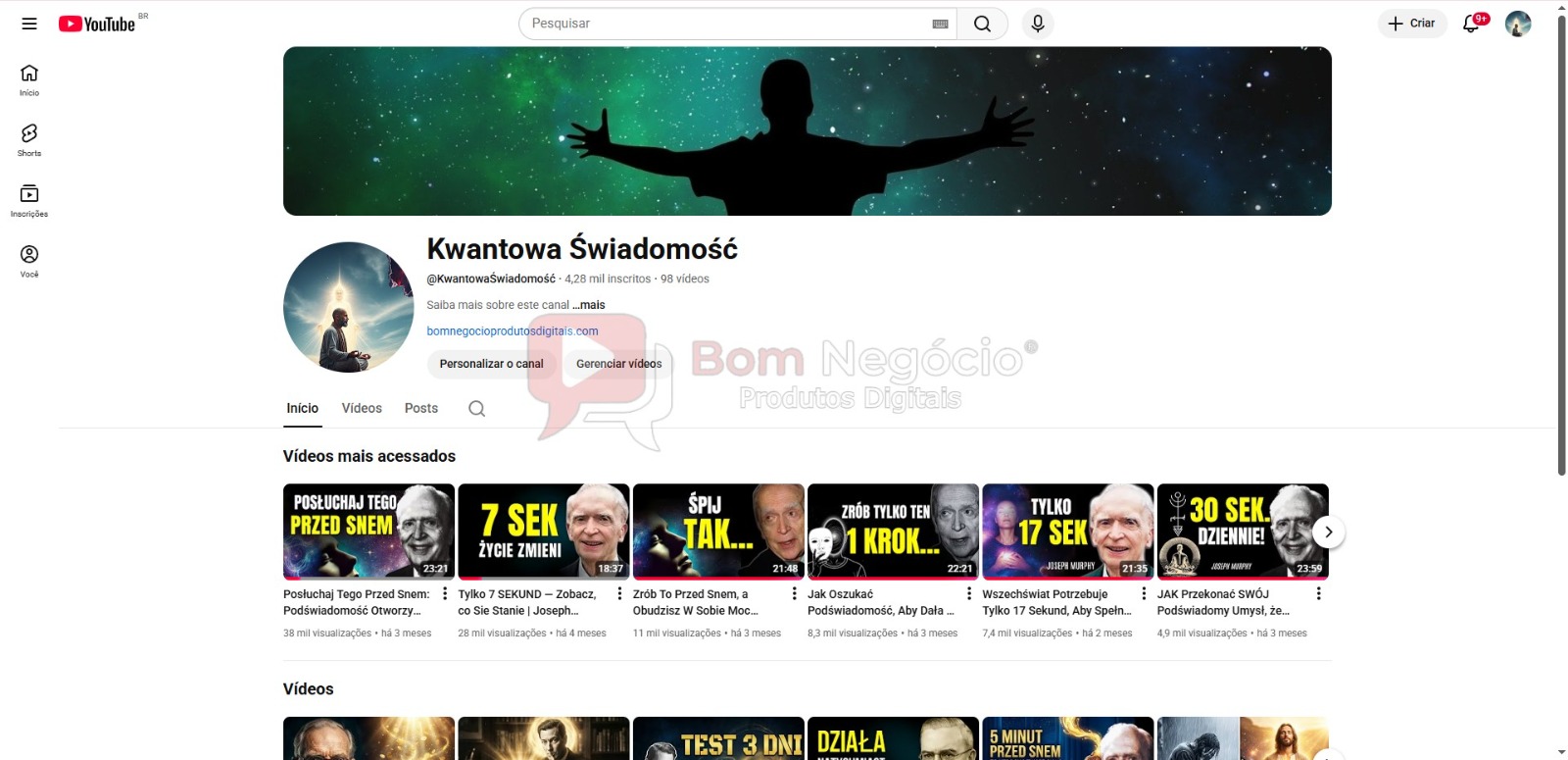 CANAL DO YOUTUBE DE 4K MONETIZADO - MOTIVACIONAL (COD-446)