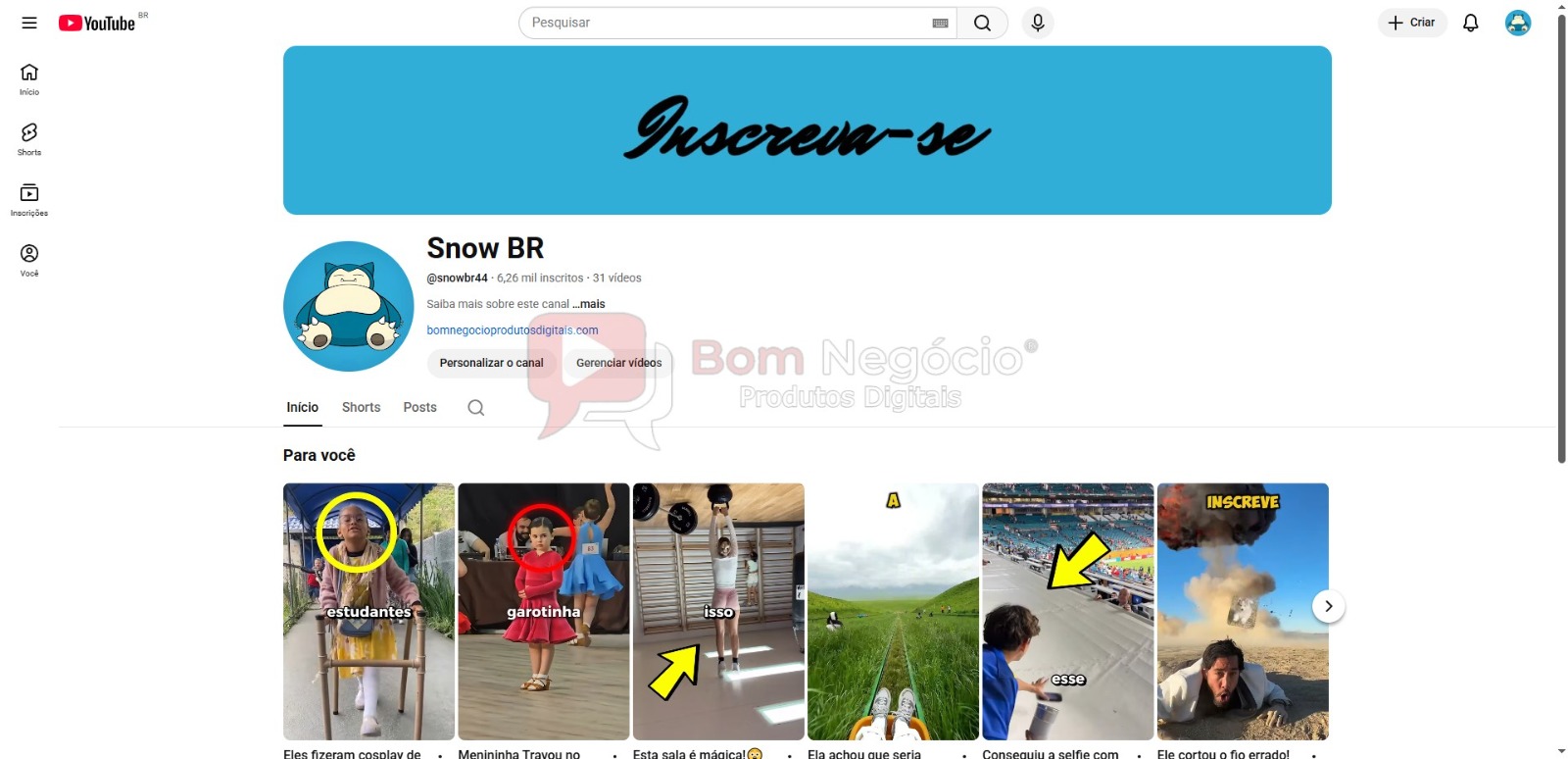 CANAL DO YOUTUBE DE 6K NÃO MONETIZADO - CURIOSIDADES (COD-444)