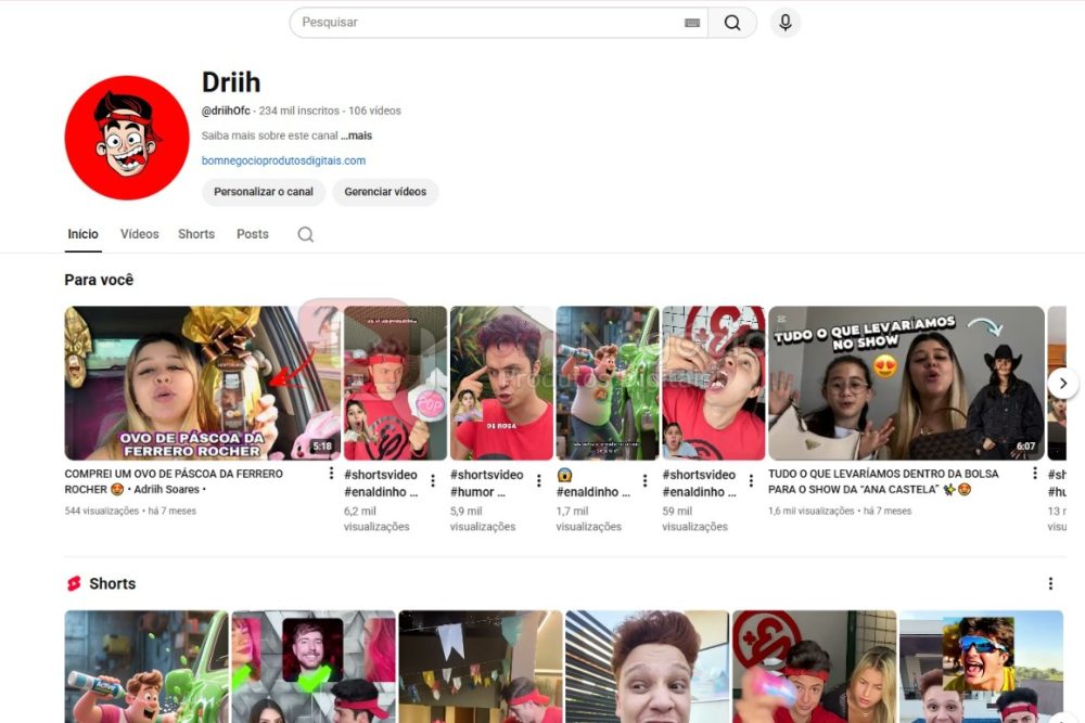 CANAL DO YOUTUBE DE 234K NÃO MONETIZADO - ENTRETENIMENTO (COD-447)