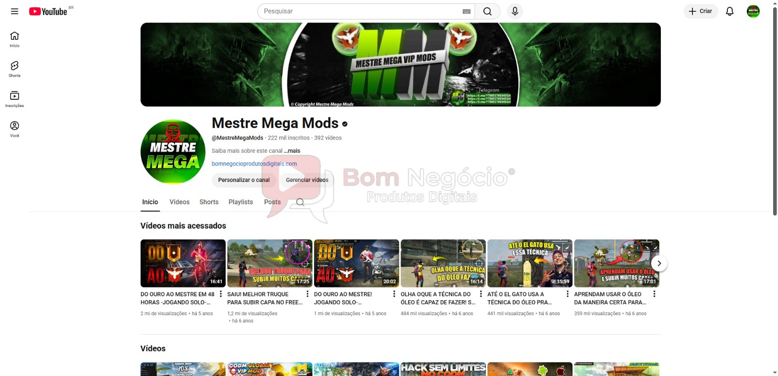 CANAL DO YOUTUBE DE 222K NÃO MONETIZADO - GAMES (COD-274)