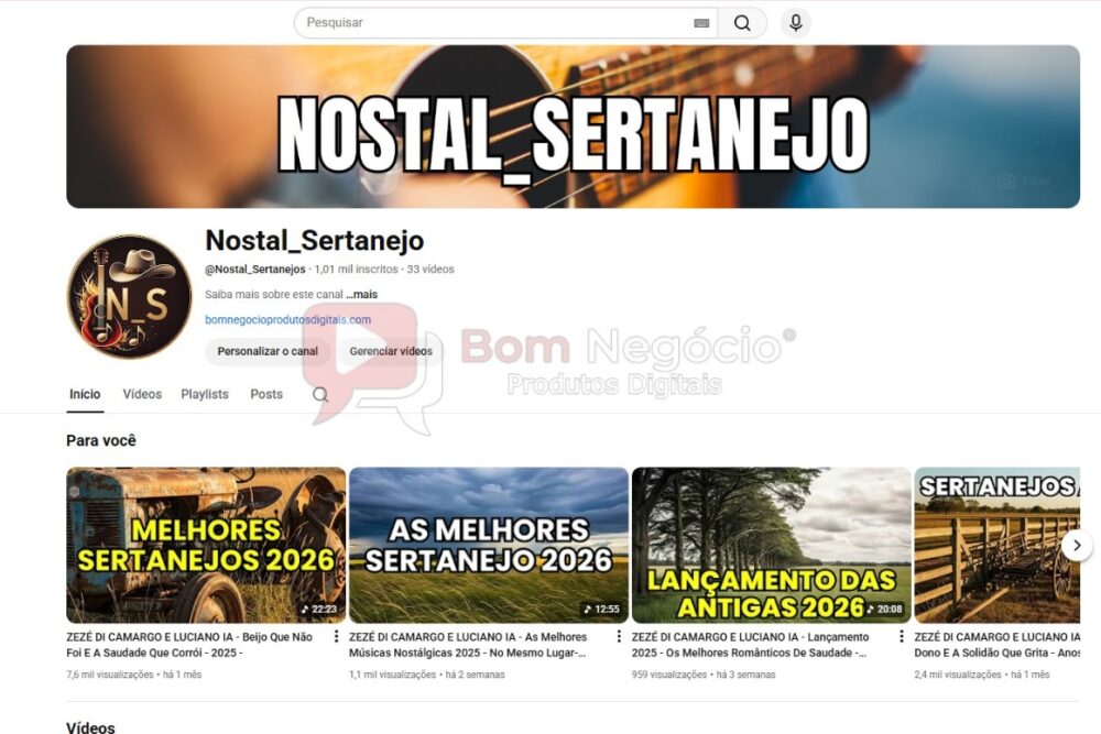 CANAL DO YOUTUBE DE 1K MONETIZADO - MUSICAL (COD-458)