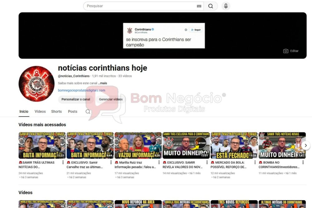 CANAL DO YOUTUBE DE 2K MONETIZADO - FUTEBOL (COD-460)