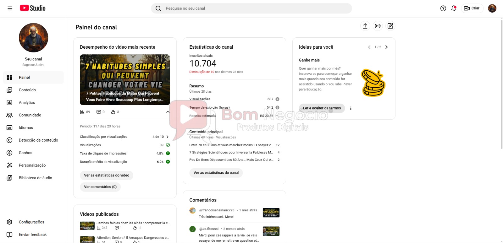 CANAL DO YOUTUBE DE 10K MONETIZADO - SAÚDE (COD-464) - Imagem 2