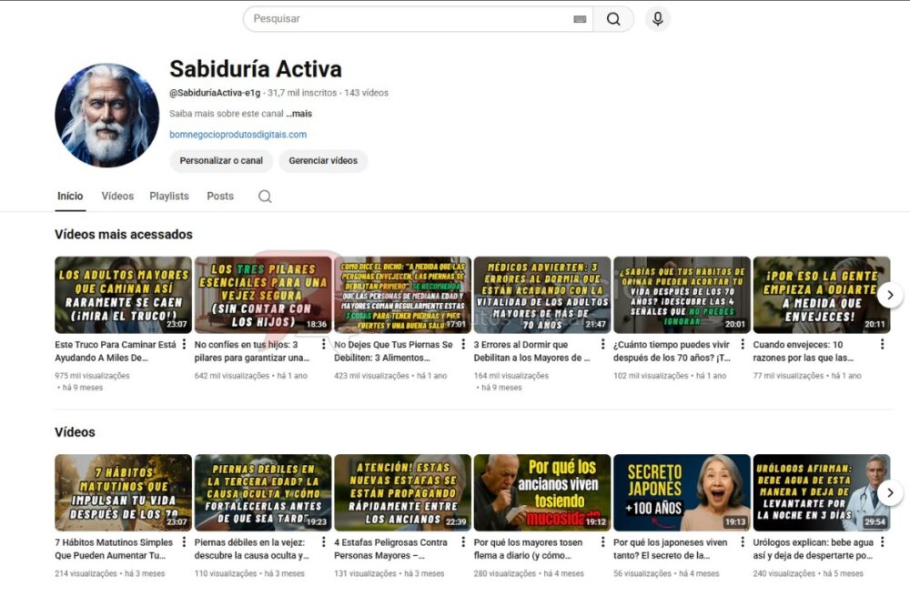 CANAL DO YOUTUBE DE 31K MONETIZADO - SAÚDE (COD-466)