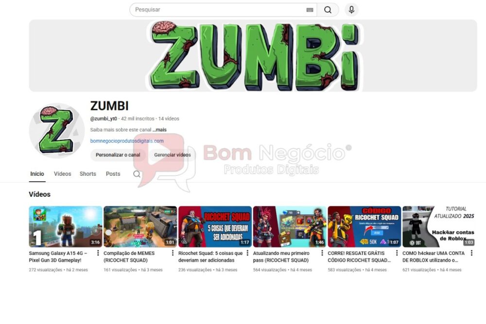 CANAL DO YOUTUBE DE 42K NÃO MONETIZADO - GAMES (COD-469)