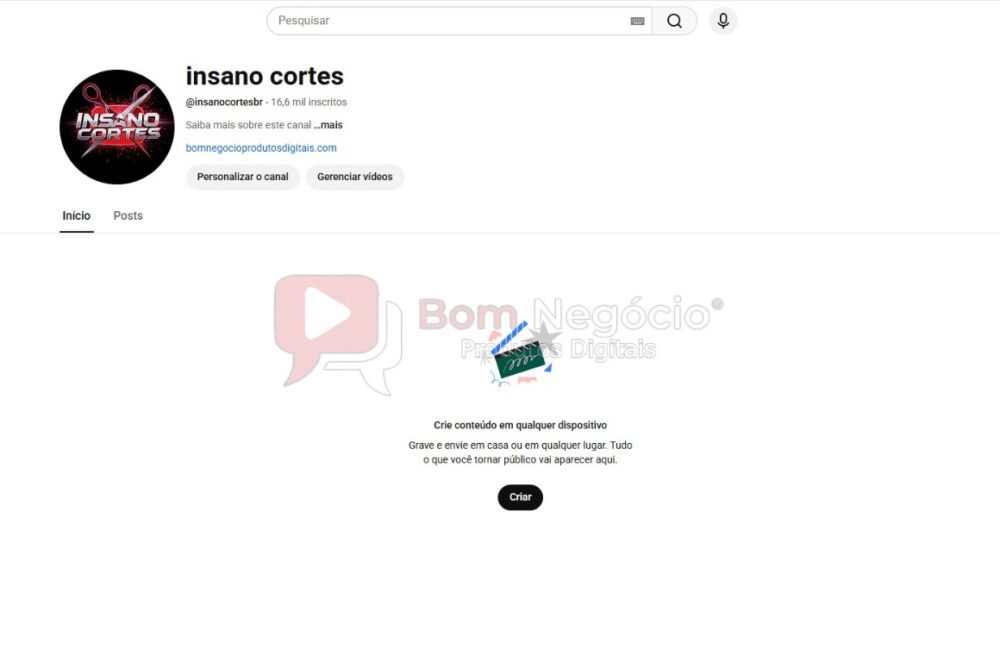 CANAL DO YOUTUBE DE 16K NÃO MONETIZADO - CORTES (COD-471)