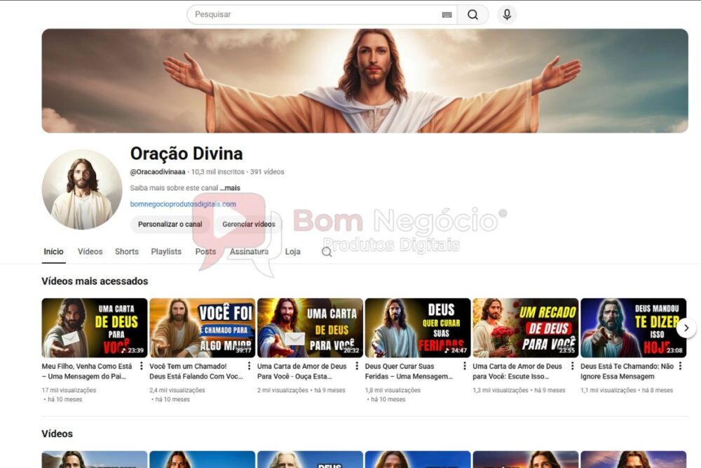 CANAL DO YOUTUBE DE 10K MONETIZADO - RELIGIÃO (COD-478)