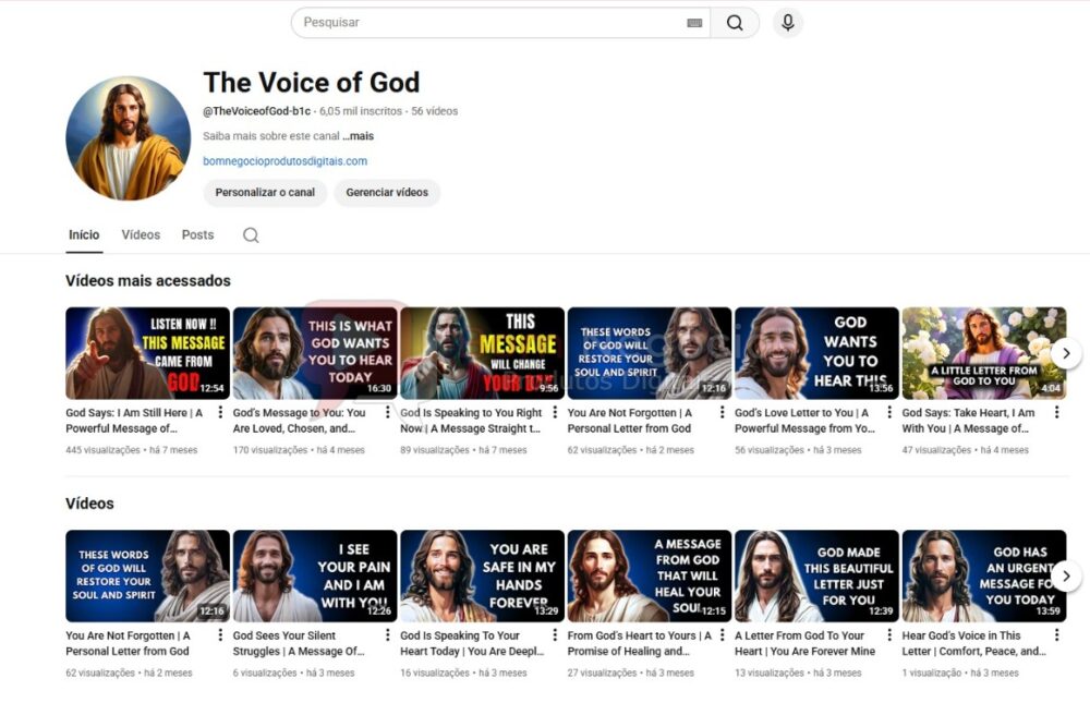CANAL DO YOUTUBE DE 6K NÃO MONETIZADO - RELIGIÃO (COD-479)