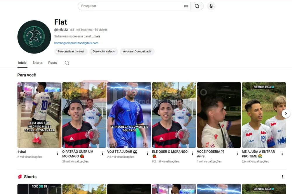 CANAL DO YOUTUBE DE 8K NÃO MONETIZADO - FUTEBOL (COD-482)