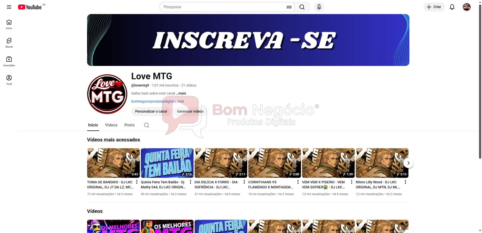 CANAL DO YOUTUBE DE 1K MONETIZADO - MUSICAL (COD-483)