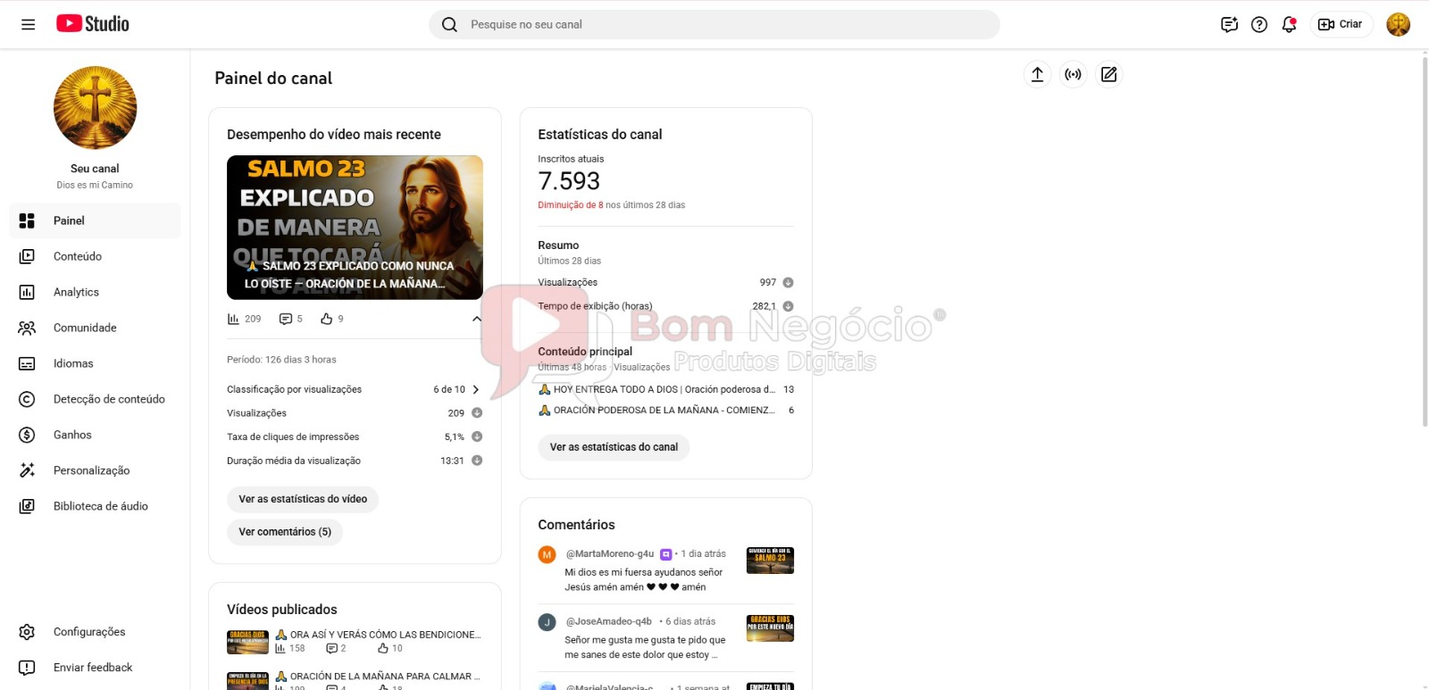 CANAL DO YOUTUBE DE 7K NÃO MONETIZADO - RELIGIÃO (COD-485) - Imagem 2