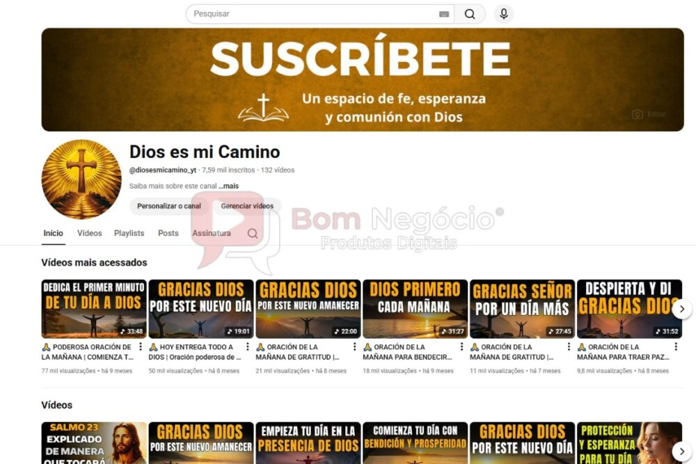 CANAL DO YOUTUBE DE 7K NÃO MONETIZADO - RELIGIÃO (COD-485)