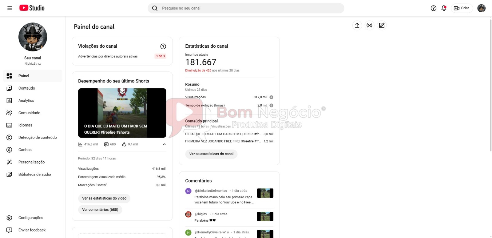 CANAL DO YOUTUBE DE 181K NÃO MONETIZADO - GAMES (COD-490) - Imagem 2