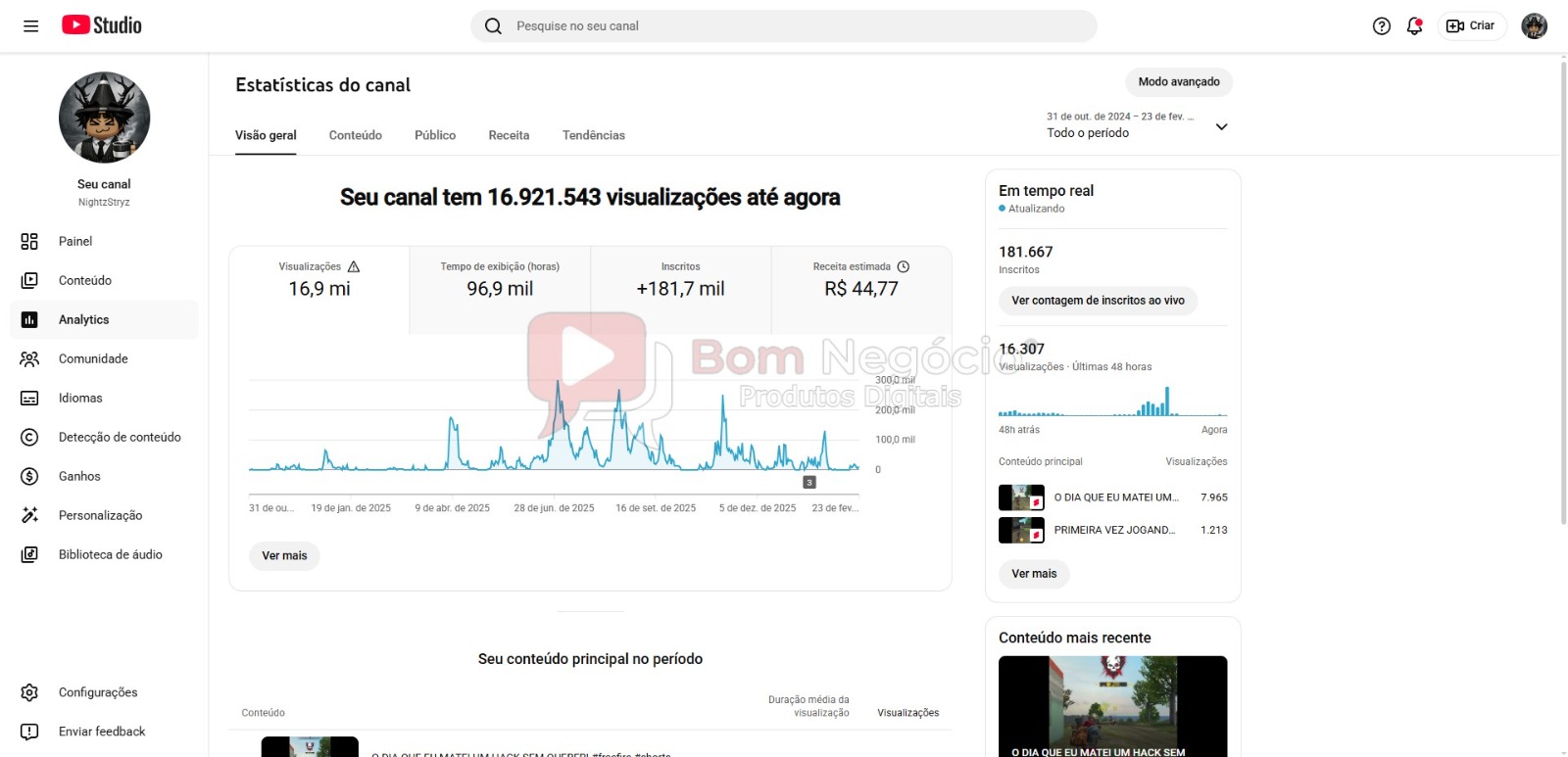CANAL DO YOUTUBE DE 181K NÃO MONETIZADO - GAMES (COD-490) - Imagem 3