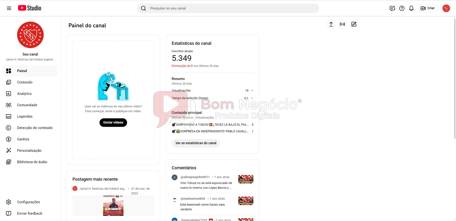 CANAL DO YOUTUBE DE 5K NÃO MONETIZADO - FUTEBOL (COD-492) - Imagem 2