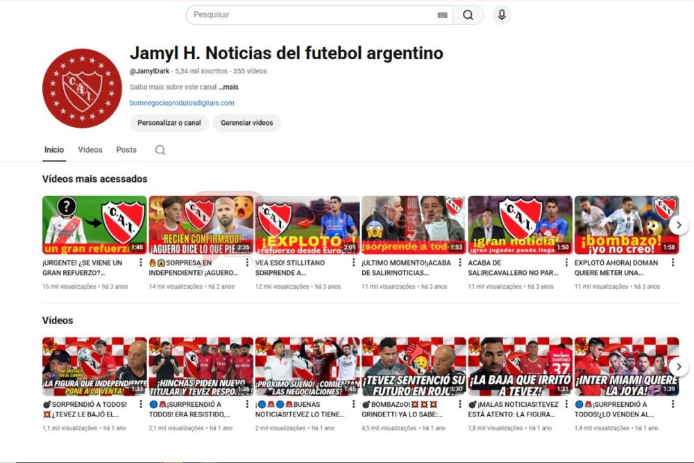 CANAL DO YOUTUBE DE 5K NÃO MONETIZADO - FUTEBOL (COD-492)