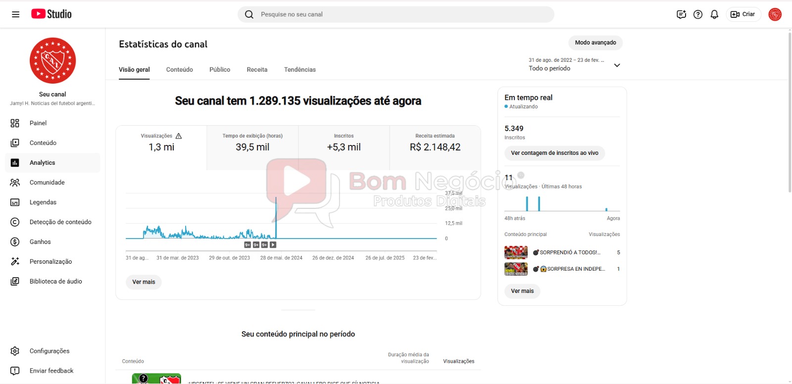 CANAL DO YOUTUBE DE 5K NÃO MONETIZADO - FUTEBOL (COD-492) - Imagem 3