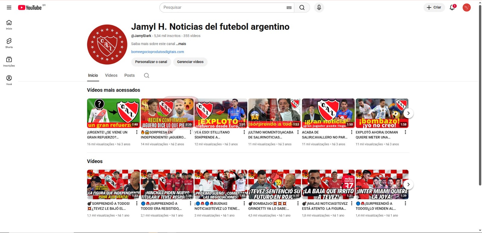 CANAL DO YOUTUBE DE 5K NÃO MONETIZADO - FUTEBOL (COD-492)