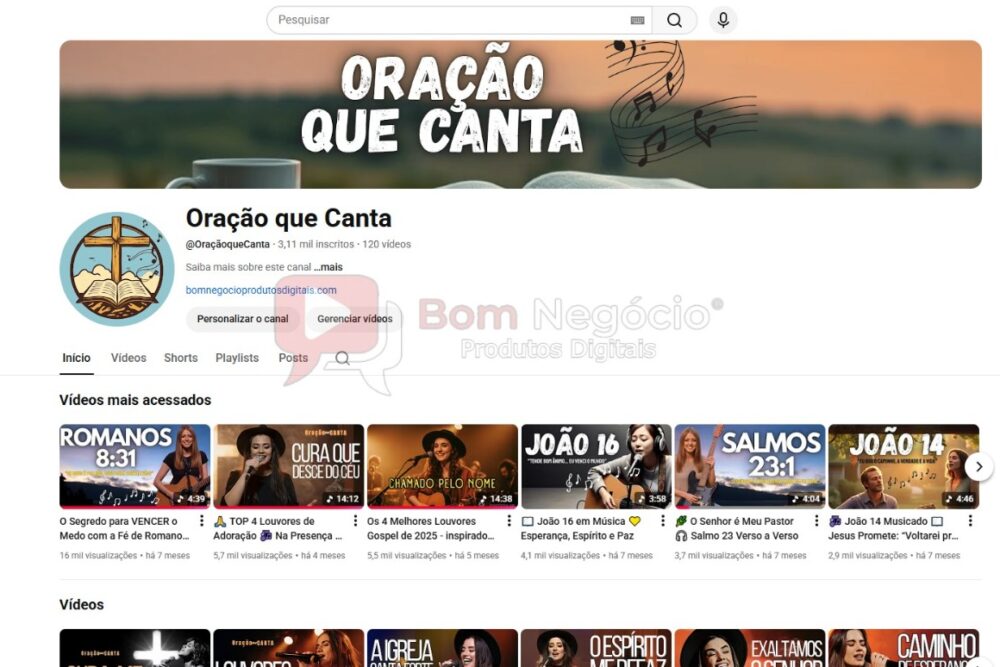 CANAL DO YOUTUBE DE 3K NÃO MONETIZADO - RELIGIÃO (COD-494)