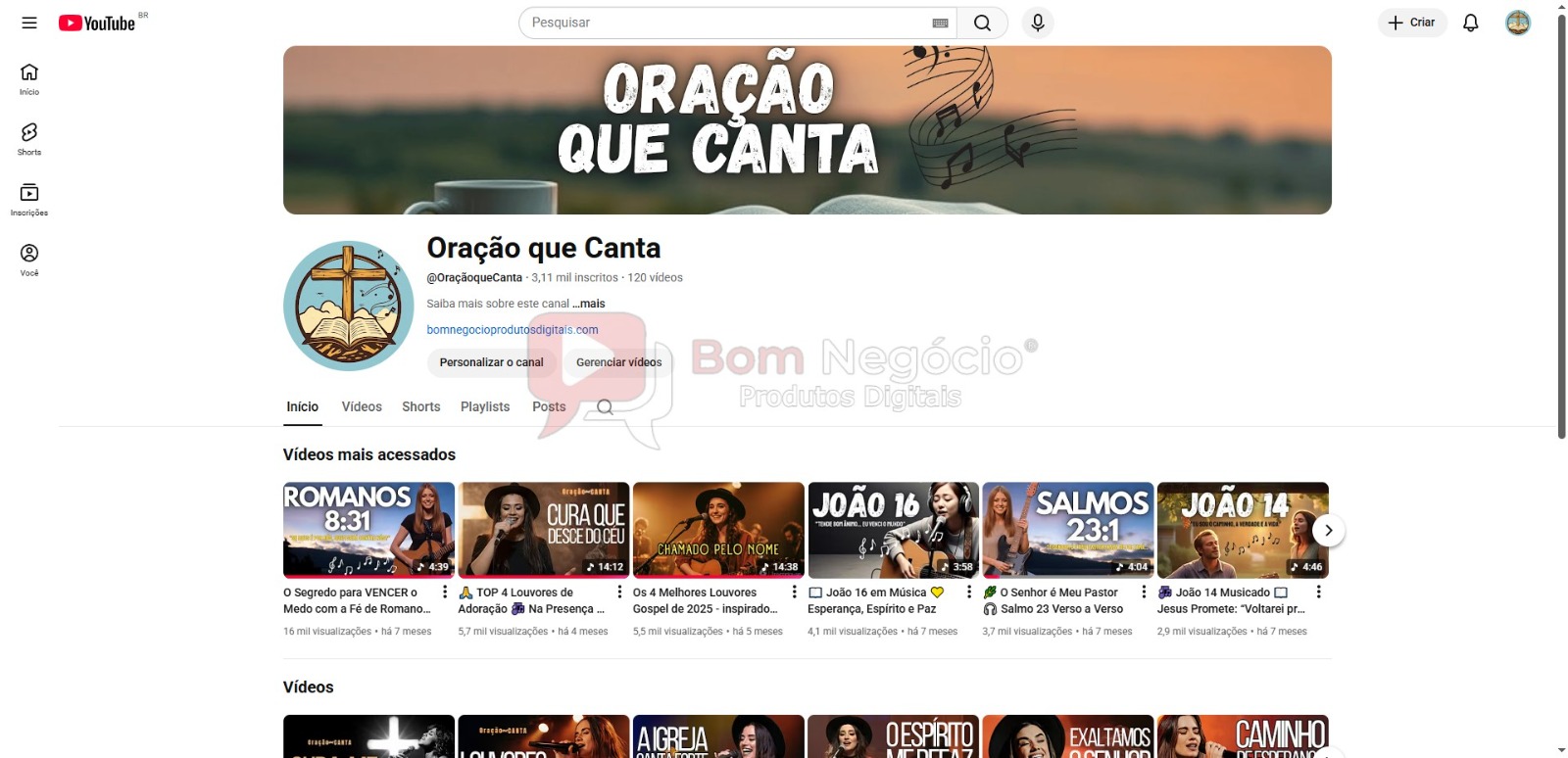 CANAL DO YOUTUBE DE 3K NÃO MONETIZADO - RELIGIÃO (COD-494)