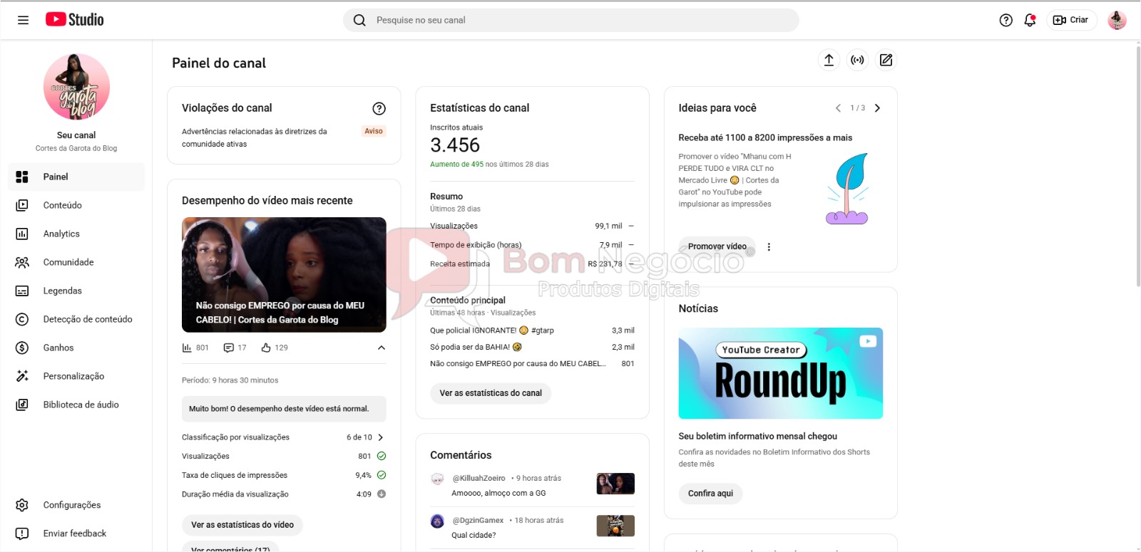 CANAL DO YOUTUBE DE 3K MONETIZADO - ENTRETENIMENTO (COD-500) - Imagem 2