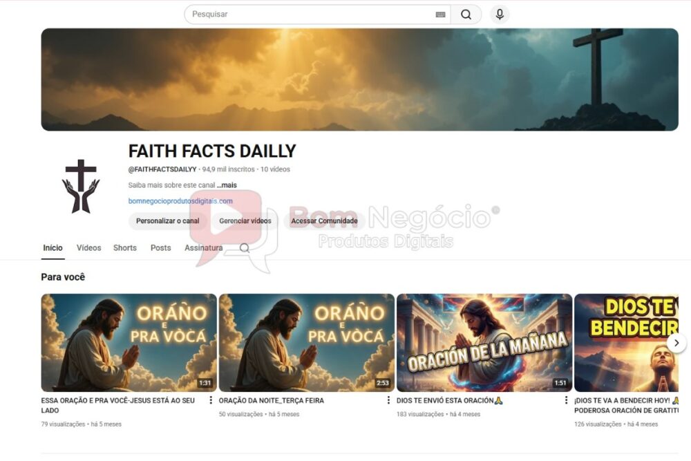 CANAL DO YOUTUBE DE 94K NÃO MONETIZADO - RELIGIÃO (COD-504)