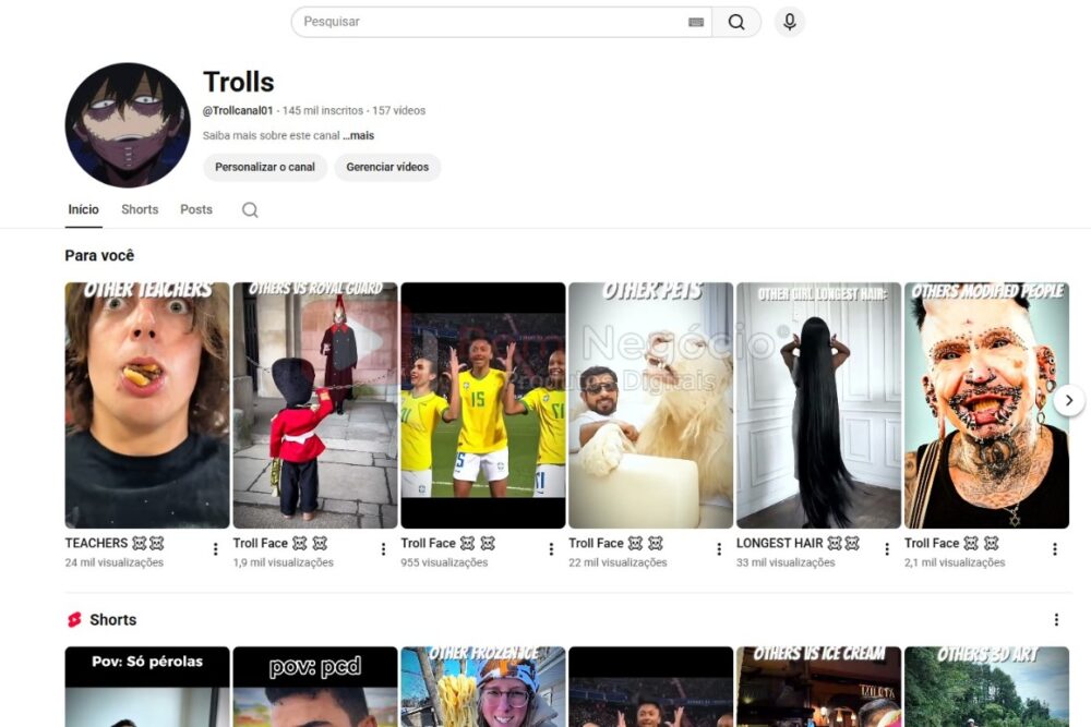 CANAL DO YOUTUBE DE 145K NÃO MONETIZADO - HUMOR (COD-505)