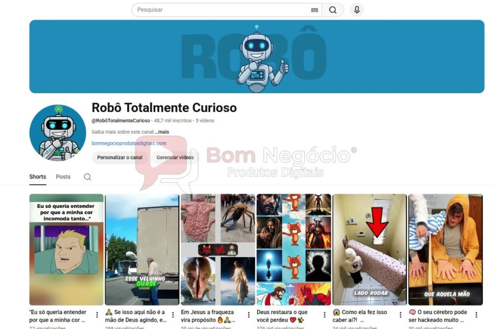 CANAL DO YOUTUBE DE 48K NÃO MONETIZADO - CURIOSIDADES (COD-527)