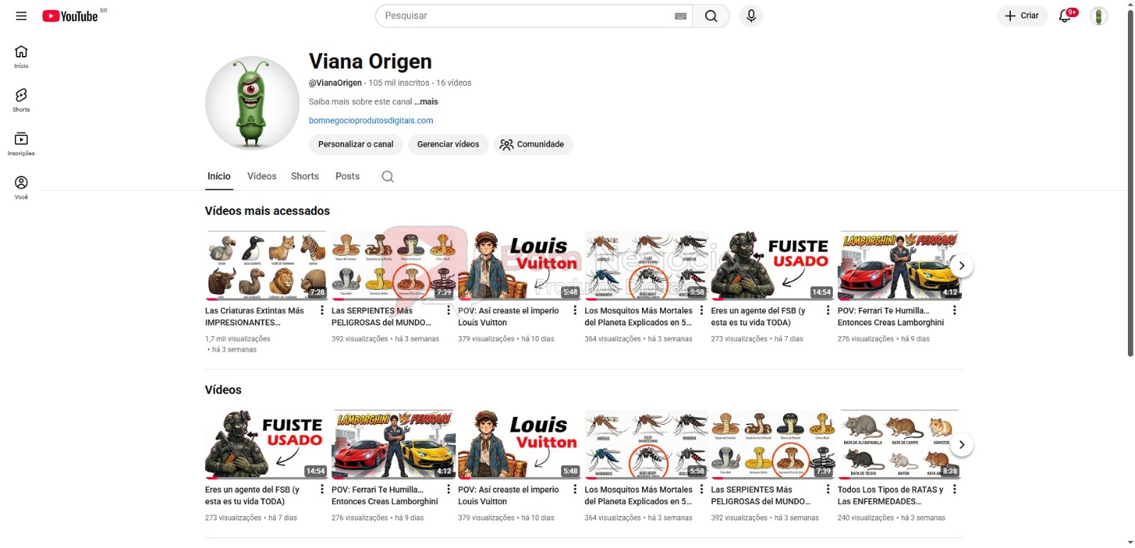 ANAL DO YOUTUBE DE 105K NÃO MONETIZADO - CURIOSIDADES (COD-539)