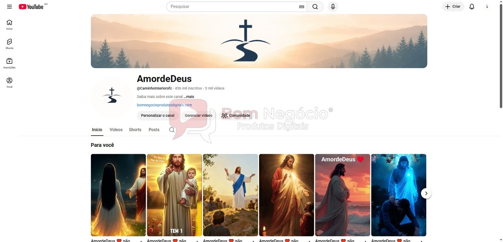 CANAL DO YOUTUBE DE 430K NÃO MONETIZADO - RELIGIAO (COD-546)