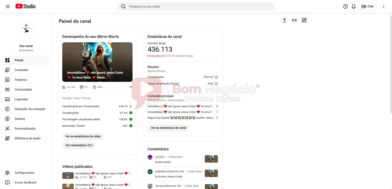 CANAL DO YOUTUBE DE 430K NÃO MONETIZADO - RELIGIAO (COD-546) - Imagem 2