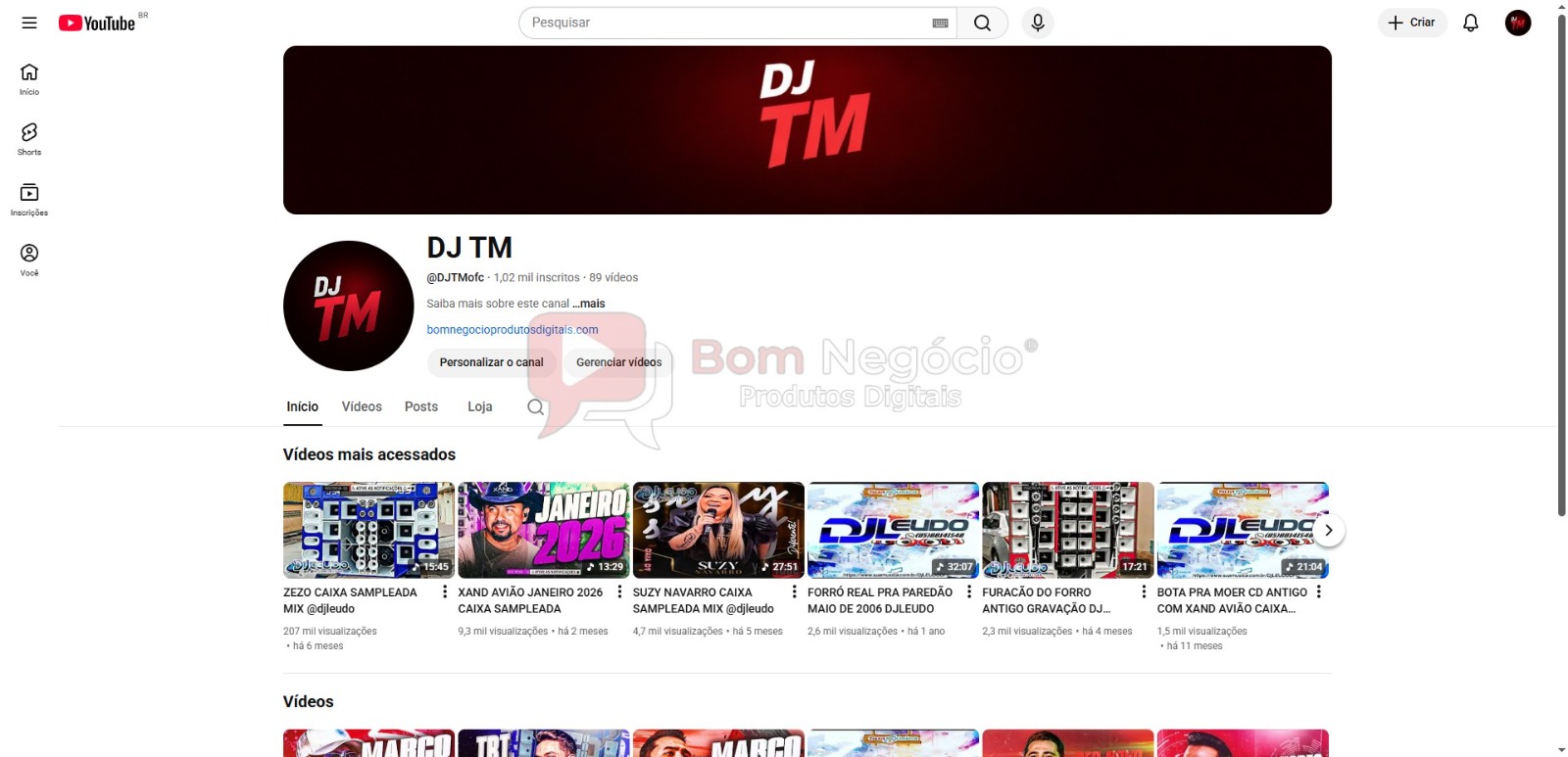 CANAL DO YOUTUBE DE 1K MONETIZADO - MUSICAL (COD-548)