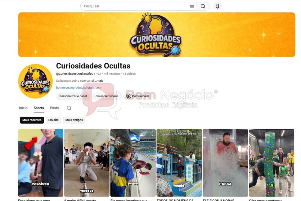 CANAL DO YOUTUBE DE 9K NÃO MONETIZADO - CURIOSIDADES (COD-553)