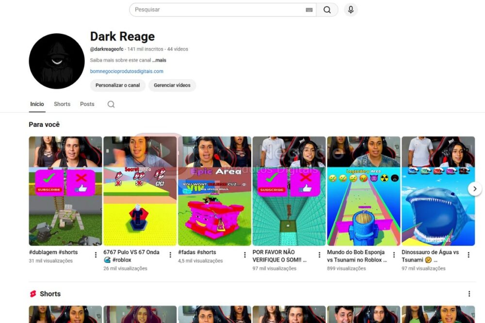 CANAL DO YOUTUBE DE 141K NÃO MONETIZADO - GAMES (COD-556)