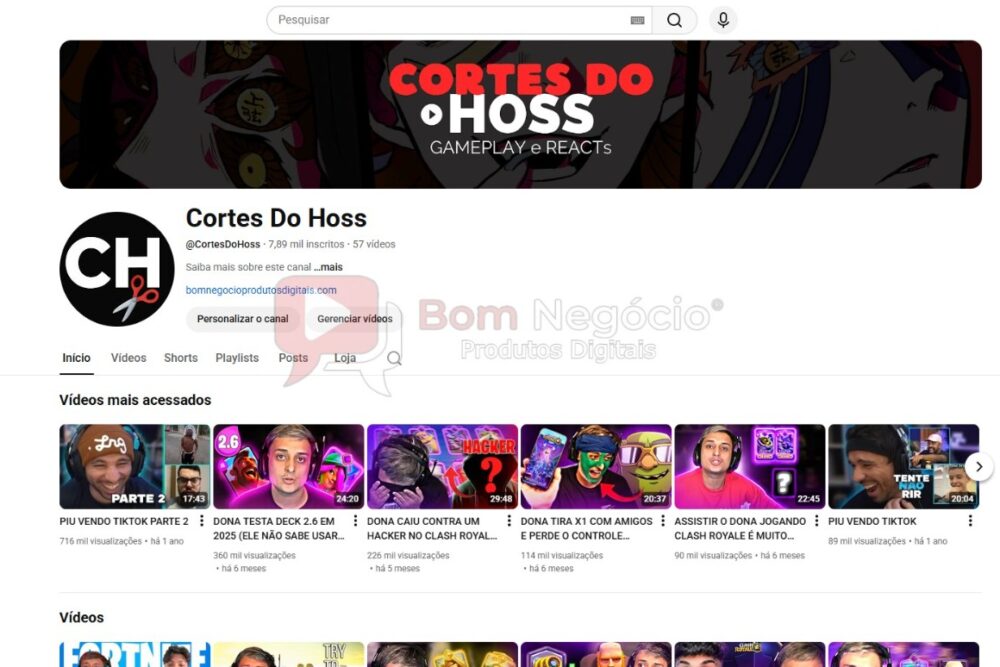 CANAL DO YOUTUBE DE 7K MONETIZADO - GAMES (COD-563)