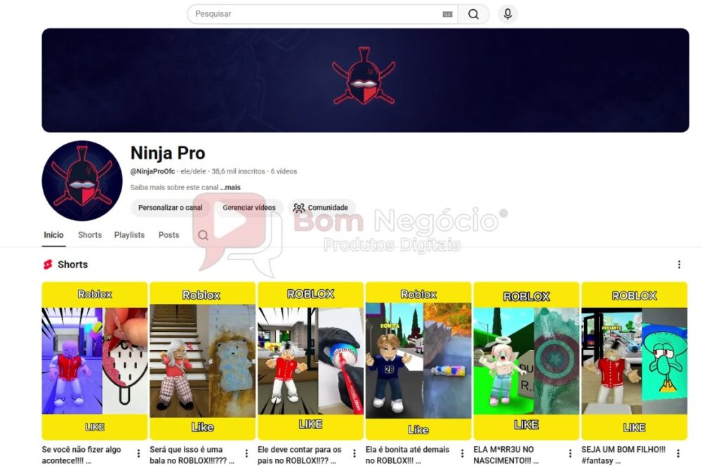 CANAL DO YOUTUBE DE 38K NÃO MONETIZADO - GAMES (COD-555)