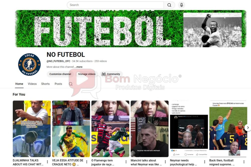 CANAL DO YOUTUBE DE 34K NÃO MONETIZADO - FUTEBOL (COD-583)