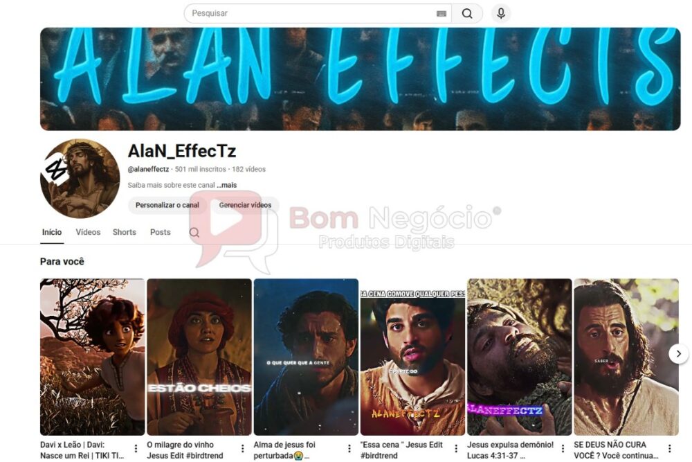 CANAL DO YOUTUBE DE 500K NÃO MONETIZADO - EDITS (COD-586)