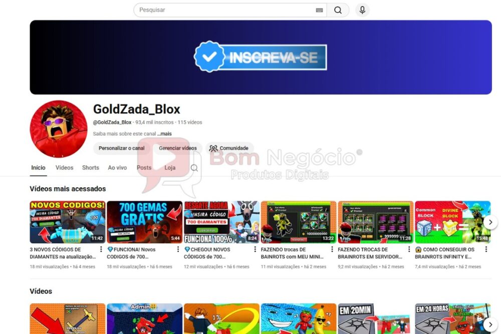 CANAL DO YOUTUBE DE 93K MONETIZADO - GAMES (COD-588)