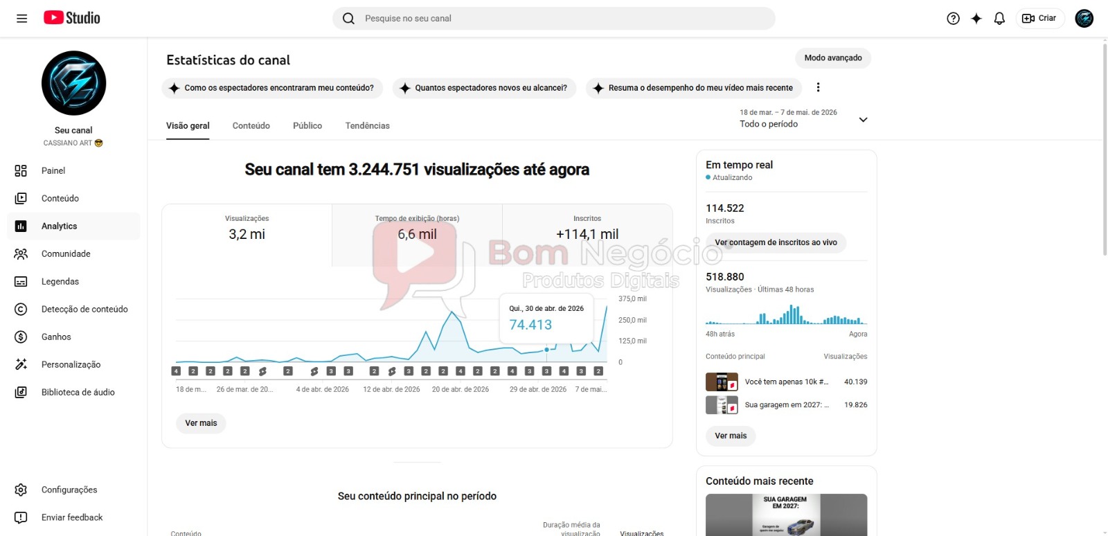 CANAL DO YOUTUBE DE 114K NÃO MONETIZADO - ENTRETENIMENTO (COD-600) - Imagem 3