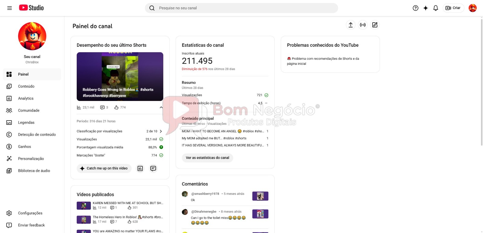 CANAL DO YOUTUBE DE 211K NÃO MONETIZADO - GAMES (COD-605) - Imagem 2