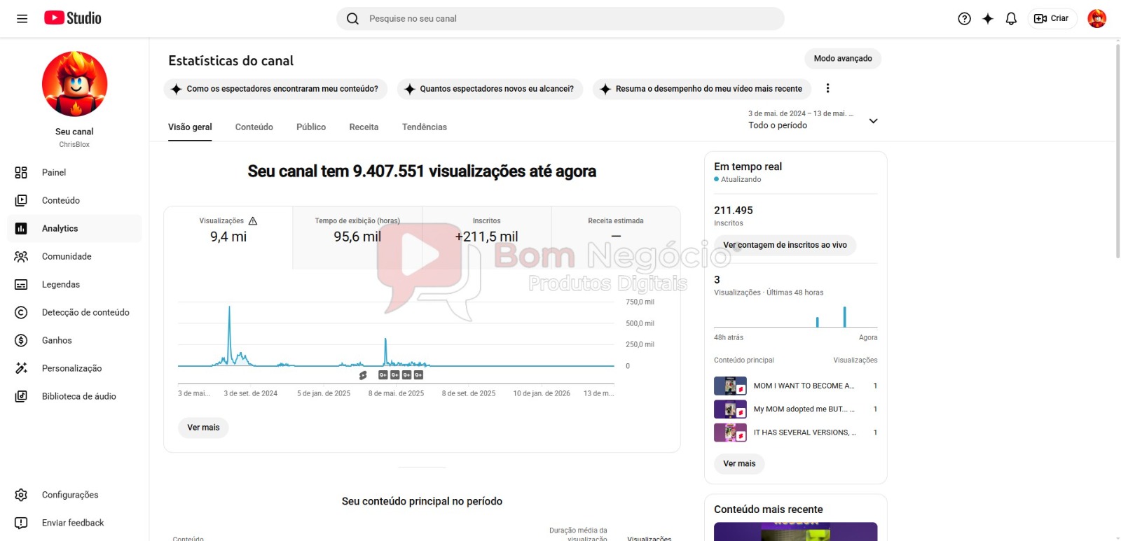 CANAL DO YOUTUBE DE 211K NÃO MONETIZADO - GAMES (COD-605) - Imagem 3