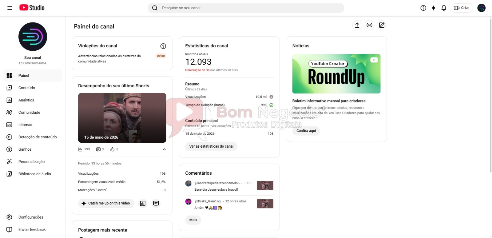 CANAL DO YOUTUBE DE 12K NÃO MONETIZADO - ENTRETENIMENTO (COD-608) - Imagem 2
