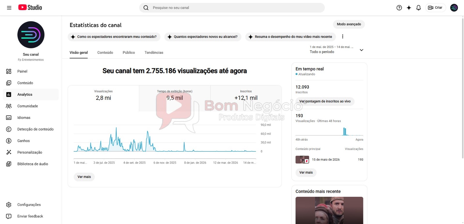 CANAL DO YOUTUBE DE 12K NÃO MONETIZADO - ENTRETENIMENTO (COD-608) - Imagem 3