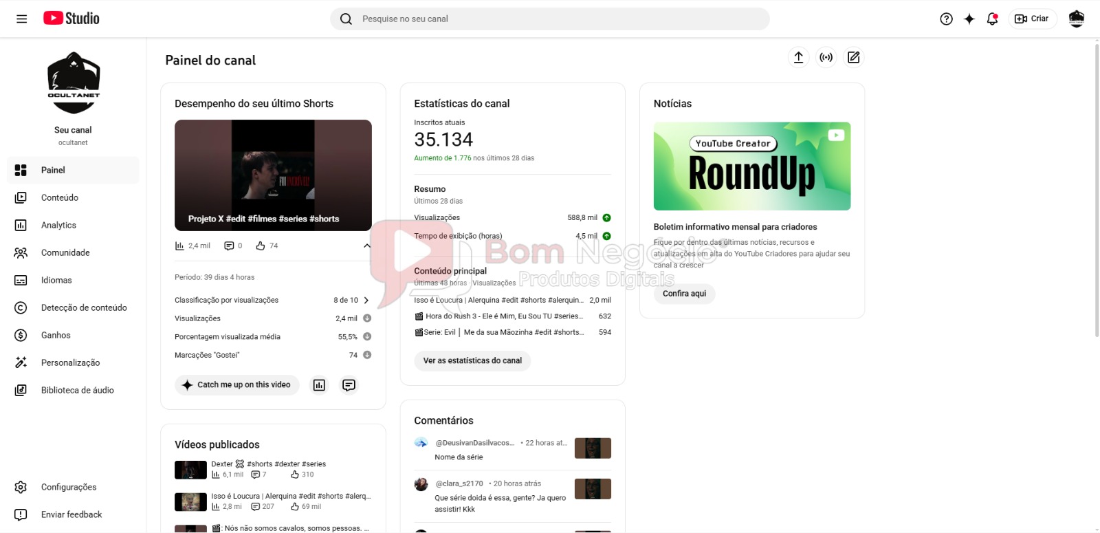 CANAL DO YOUTUBE DE 35K NÃO MONETIZADO - ENTRETENIMENTO (COD-610) - Imagem 2